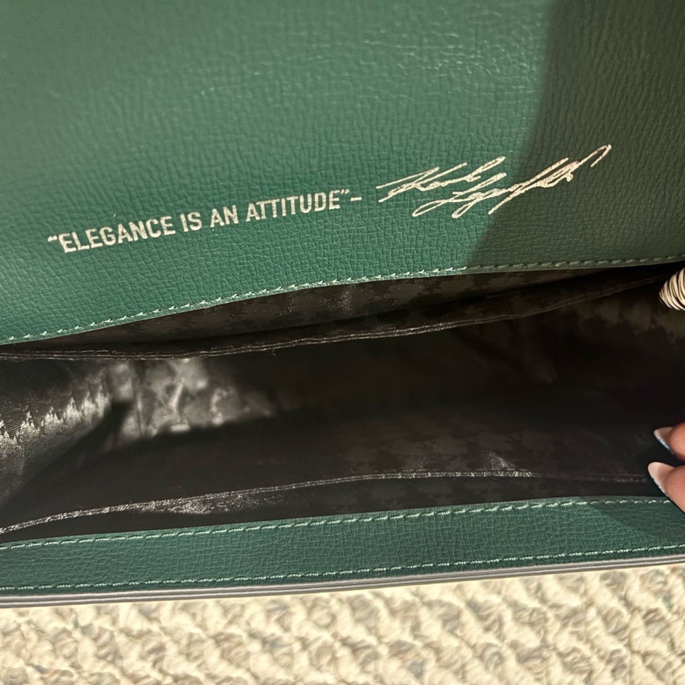 Karl Lagerfeld Teal Suede Shoulder Bag - Picture 4 of 8